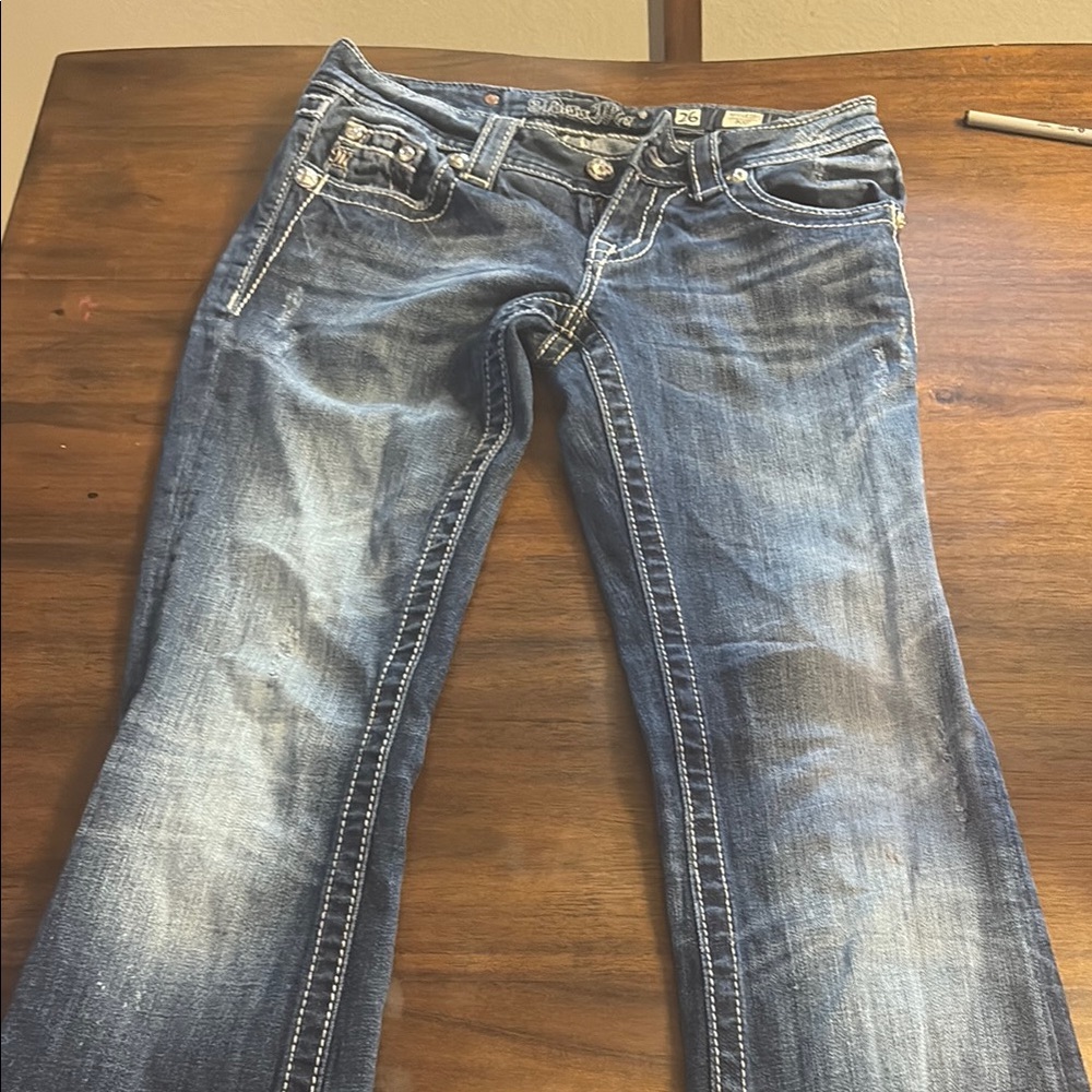 Dark blue distressed Missme jeans || Low cut & Boot cut , 2000s vintage y2k.